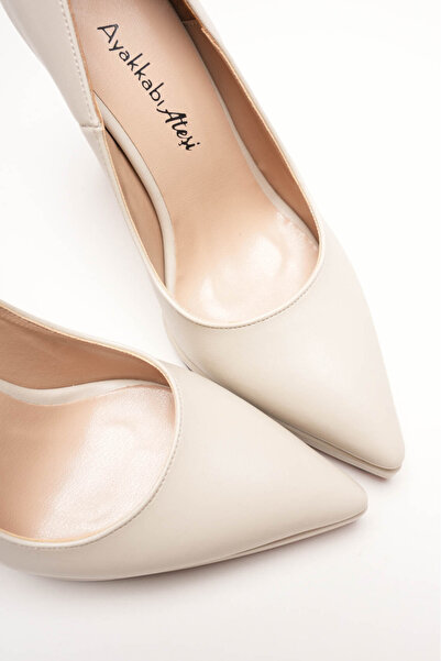 Ayakkabı Ateşi Short Platform Women's Thin Heeled Shoes Nicola Beige Calf Suede