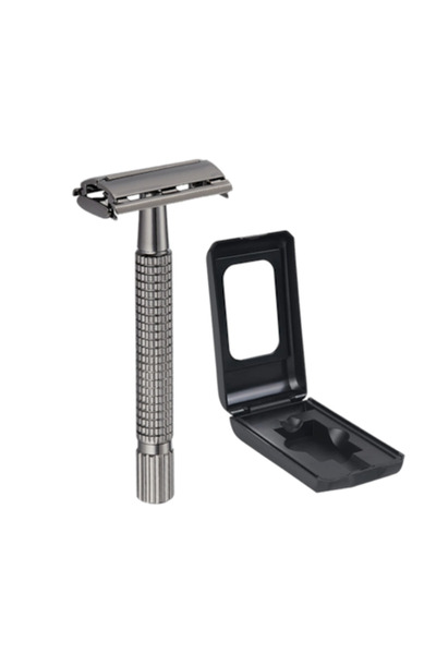 PriStyle Aparat de ras clasic cu husă de transport și oglindă încorporată, oț...