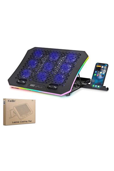 HADRON DCXA19 Laptop Soğutucu 9 Fan RGB Telefon Standlı - Siyah