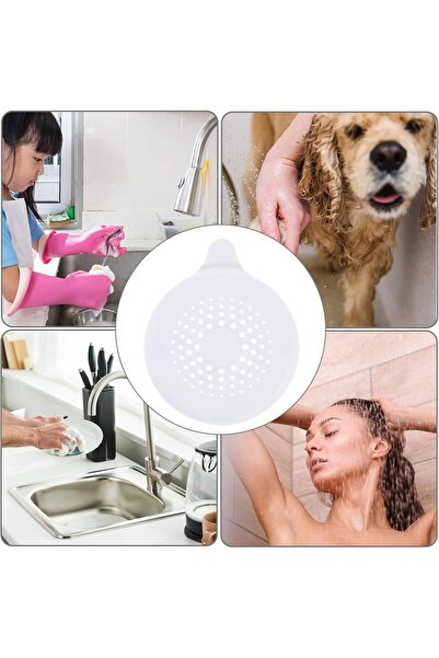 MAKINGTEC Shower Drain Hair Catcher — 4 Pc Silicone Drain Protector with Suction Cups for Sink, Bathtub, Kit