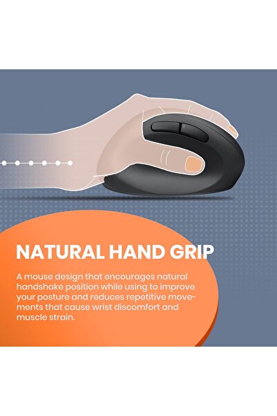 Perixx Perimice-719L, Left Handed Wireless Vertical Mouse, Silent Click and 3 Level DPI