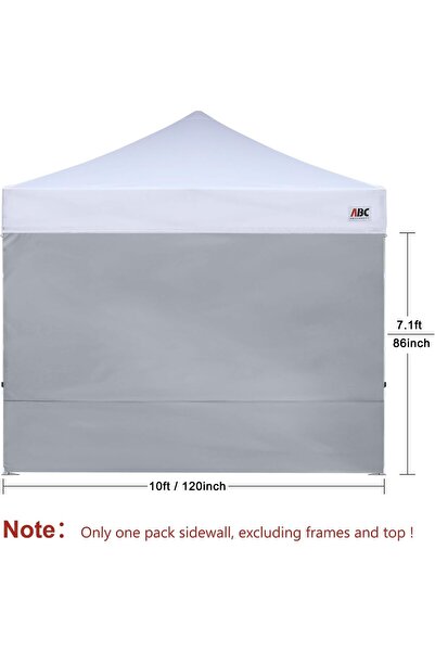 ABCCANOPY Instant Canopy SunWall 10x10 FT, 1 Pack Sidewall Only, Gray