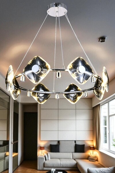 Renkoled Aydınlatma 3 Renk Işıklı Modern Sarkıt Led Avize Kasa Salon,oda ,mut...