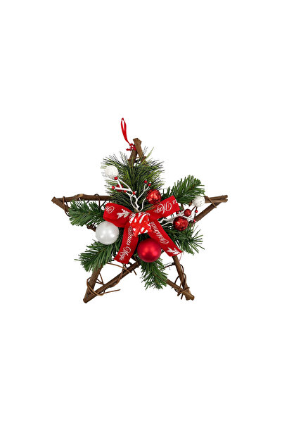 Christmas Magic Hanging Rattan Star Red 30x11x30cm