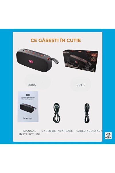 ATOM DEALS Portable Speaker — 40W, Bluetooth 5.4, IPX7, 4000mAh, Black