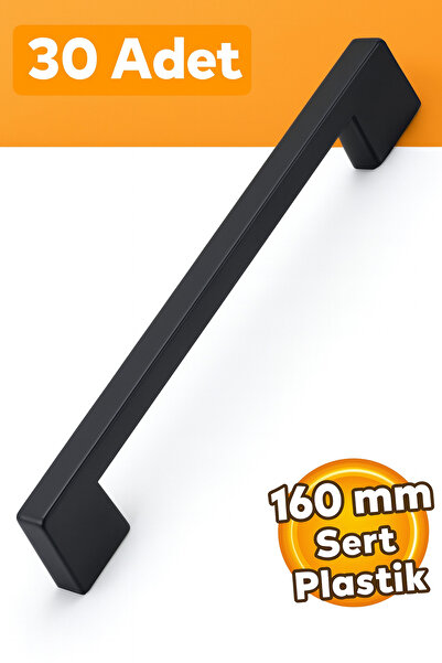 Badem10 (SERT PLASTİK) 30 Adet Köprü 160 Mm Siyah Mobilya Mutfak Çekmece Dola...