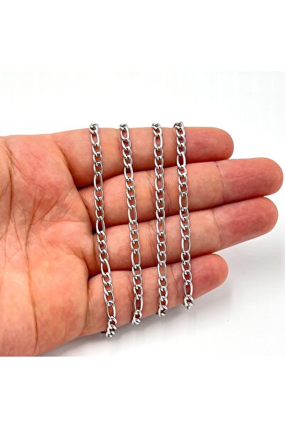 yfhobi 1 Metre- 4 mm 3N1 Model Çelik Zincir, Kolye Zinciri, Takı Zinciri, Rod...