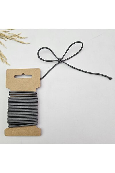 Kaf Kumaş 3 mm Yuvarlak Yumuşak Lastik İp 5 mt | Bel Paça Don Lastiği | Aksesuar Lastiği Gri_538