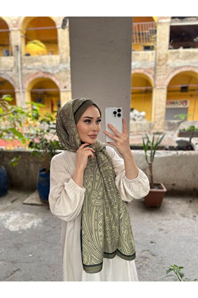 CUOCA LOUNGE Etnik Desen Açık Yeşil Soft Pamuk Şal