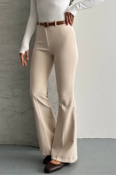 macharel jeans Women's High Waist Flared Belted Palazzo Pants