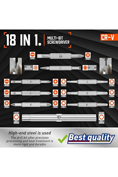 Amartisan 18-in-1 Multi-bit Screwdriver Set, Portable Multi-Purpose