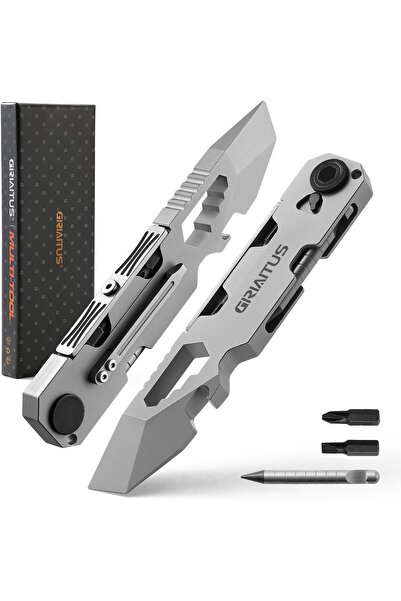 Generic EDC Pry Bar Multitool with Bi-Directional Ratchet Screwdriver & Magnetic Pen (Grey)