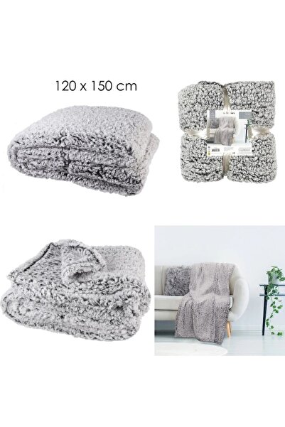 OEM Very soft fluffy warm blanket/throw, pleasant to touch, gray, 120 x 150 cm