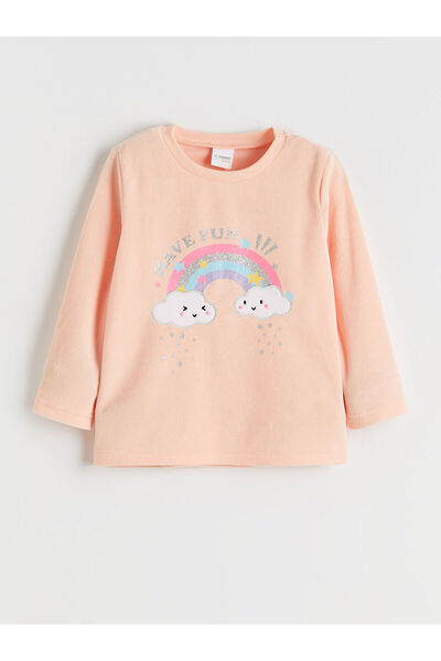 LC Waikiki LCW Kids guler rotund cu imprimeu Top de pijama pentru fete