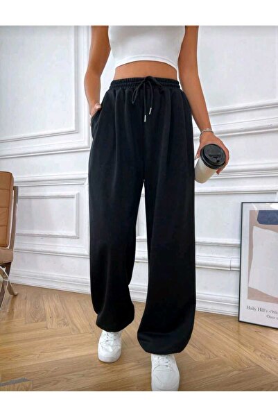 SERYY MODA Μαύρο Γυναικείο Χειμερινό Φούτερ με Ελαστικά Πόδια