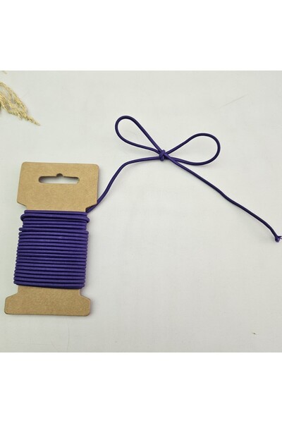 Kaf Kumaş 3 mm Yuvarlak Yumuşak Lastik İp 5 mt | Bel Paça Don Lastiği | Aksesuar Lastiği Mor_565