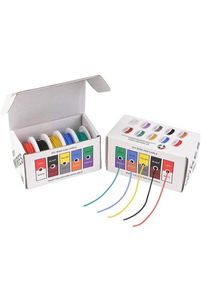 TERRIFI مجموعة أسلاك نحاسية مرنة من السيليكون مقاس 22AWG، 5 ألوان، 5 أمتار لك...