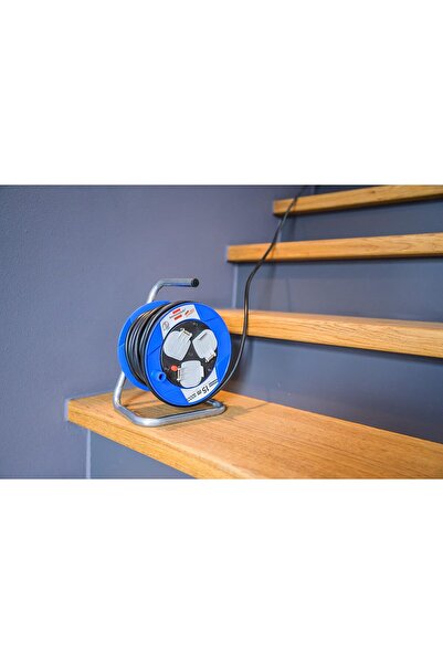 Brennenstuhl Compact 15m Cable Reel with 3-Way Socket (Thermal Cut-Out Protection)