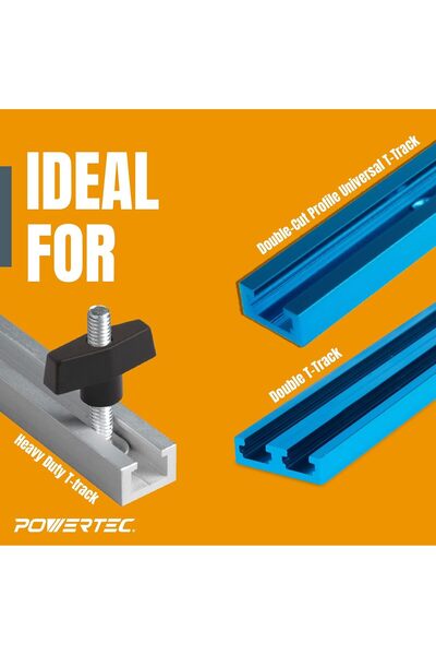 POWERTEC 71121 T-Track Knob Kit w/Threaded Knobs & 5/16-18 T-Bolts – 16-Piece Set