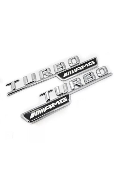MAF Set de 2 embleme Turbo AMG pentru aripa Mercedes, argintii