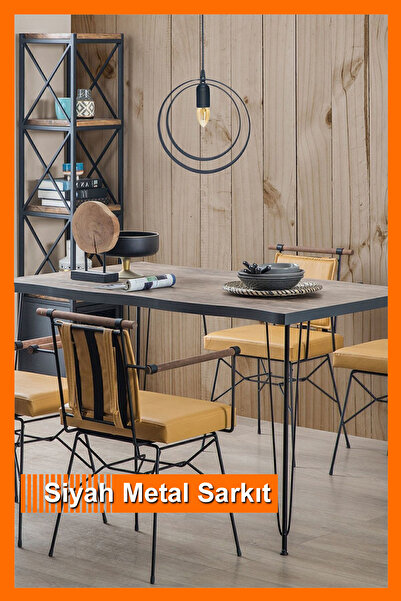 Bundeba Runden Avize Siyah Metal Sarkıt Ferforje Retro Rustik Ofis Cafe Otel Dekoratif Modern Tavan Lamba