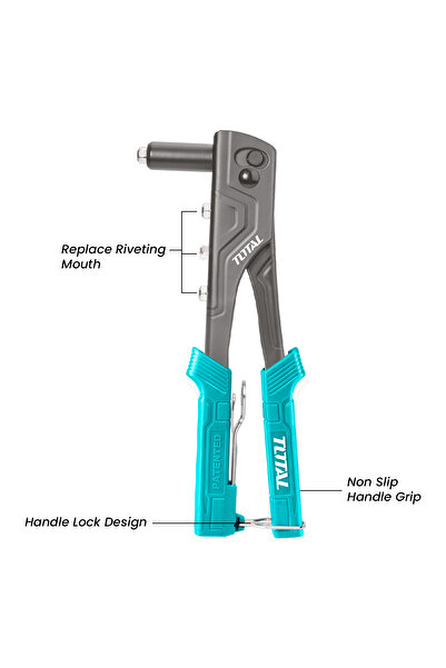 TOTAL Hand Riveter THT32108S 10.5 Inch Rivet Tool for 2.4mm to 4.8mm Aluminum Rivets