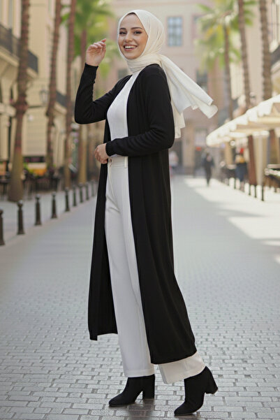 benguen Long Knit Cardigan with Pockets R7145 Black