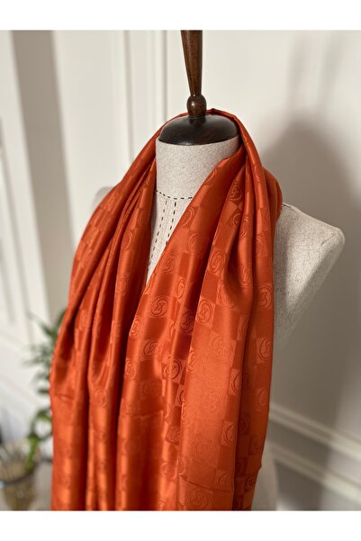 BG SCARF Bordo V Desenli İpek Jakar Şal