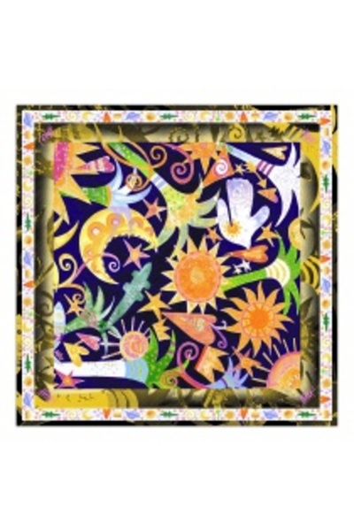 Codan Silk women's scarf, colorful expressionist pattern