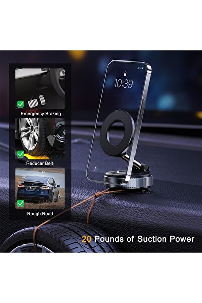AZONEE Vacuum Suction Car Phone Holder for MagSafe, 360° Rotatable Magnetic Mount