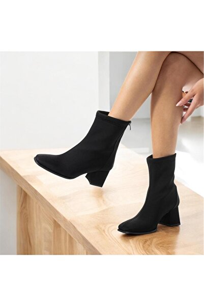 Lion μαύρες γυναικείες μπότες σουέτ`μποτσάκια