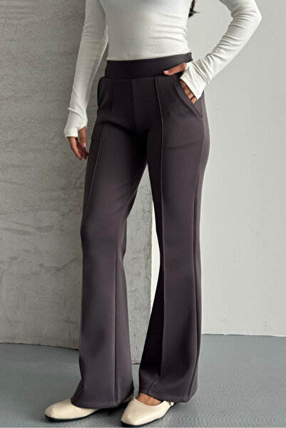 macharel jeans Women's High Waist Ribbed Stitching Palazzo Pants