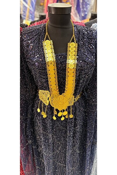 MODA Standart Beden Ağır Taşlı İspanyol Kol Kaftan Abiye Kemer Dahil 38-48 Beden Uyumlu