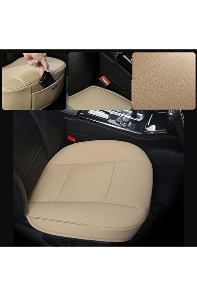 genernic EDEALYN Ultra-Luxury PU Leather Car Seat Cover Single Front Seat (3D-Beige)