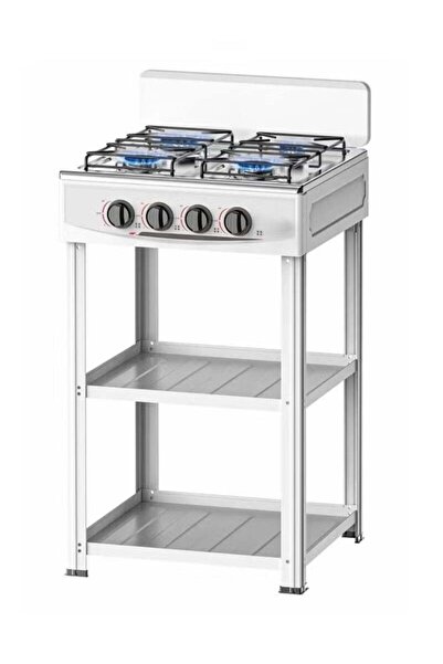 Olympia 4 Burner Portable LNG/LPG Gas Stove with Wind Guard & Removable Leg Stand