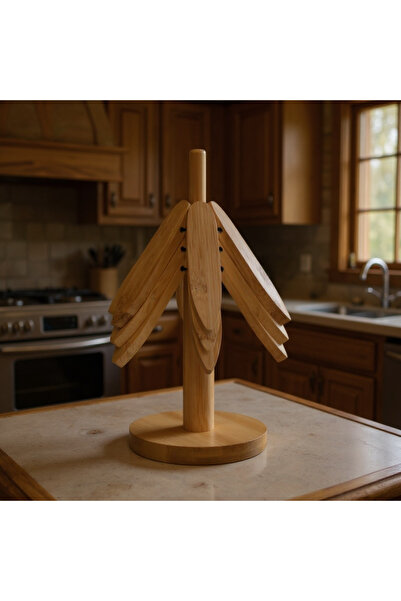 Rembox Decorative Bamboo Folding Trivet Set of 3 – Heat Resistant Wooden Trivet, Wood Look