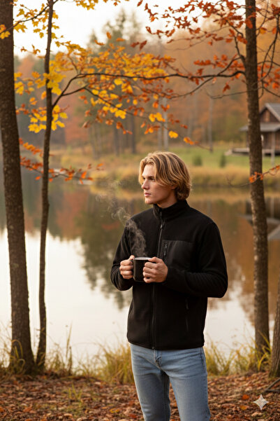 KLY Men's Fleece Outdoor Zip-Up Jacket – Warm, 3 Pockets, Soft Textured Sports Fleece (M–2Xl)