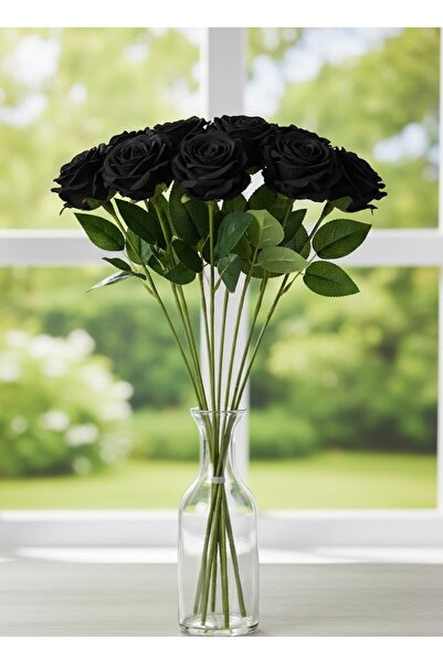Novazay 6'lı Siyah Gül Ev Vazo Dekor Süsü Özel Gün Çiçeği – Yapay Çiçek