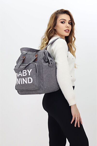 Probag Gray Mother Baby Care Bag with Thermal Bottle Compartment, Leather Detailed Strap, Stroller Compatible