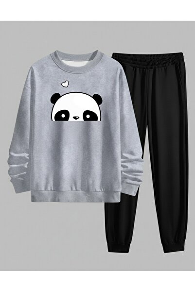 LORVEX Children's Sweatshirt - Tracksuit Set Crew Neck Cute Panda Ba Printed ...