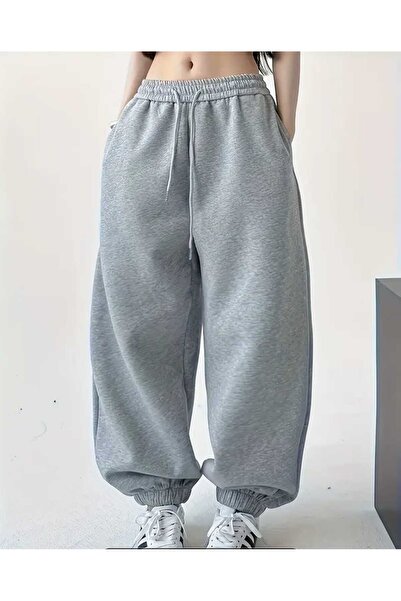 SERYY MODA Kadın KIŞLIK Şardonlu Paça Lastikli Kaliteli Bol Eşofman Altı