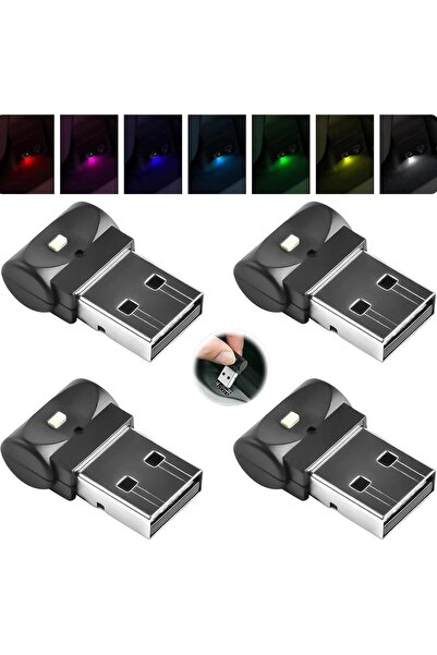 NALACAL USB Car Ambient Light – Mini USB LED Interior Light (8 Colors, 4-Pack)