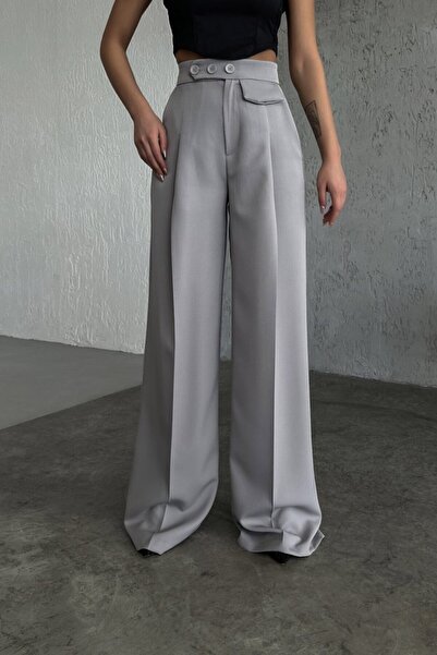 Wear Up    Three Button Detailed Palazzo Trousers