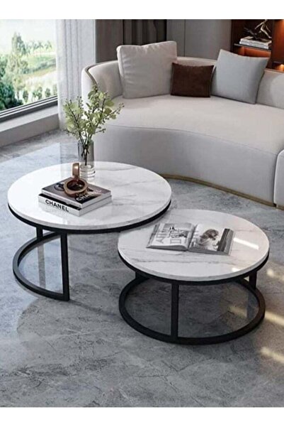Luxury Home Modern Living Room Coffee Table Set, Two Nested Round Tables - EI-202