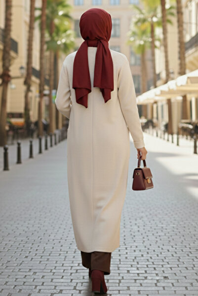 benguen Long Knit Cardigan with Pockets R7145 Ecru