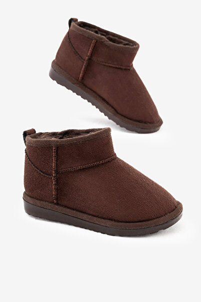 Tonny Black Kız Çocuk Kahve Poli Taban İçi Kürklü Süet Görünümlü Bot