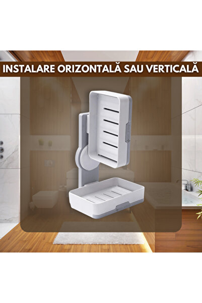 SELERIS Double soap and sponge holder, ®, removable drain tray, installation without holes, bathroom, pcs.