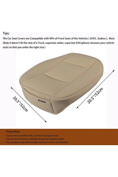 genernic EDEALYN Ultra-Luxury PU Leather Car Seat Cover Single Front Seat (3D-Beige)