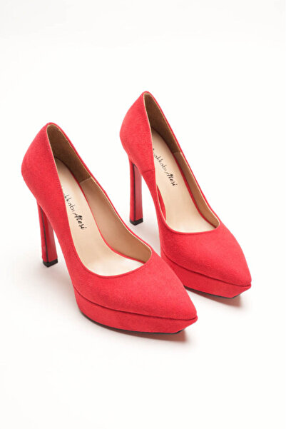 Ayakkabı Ateşi Women's Special Design Platform Shoes Siena Red Calf Suede
