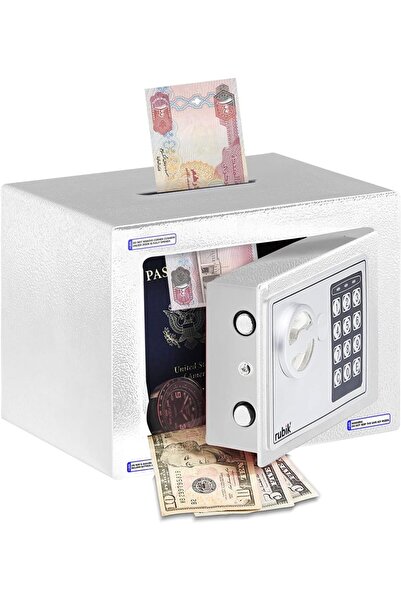 RUBIK صندوق أمان صغير مزود بفتحة لإيداع النقود مع خيار المفتاح والرمز السري (...